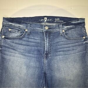 7 For All Mankind Women's Size 32 Frayed Ankle Denim Blue Jeans